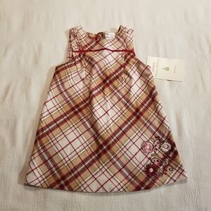 Carter's girls size 18 month plaid flannel jumper with embroidery holiday wear